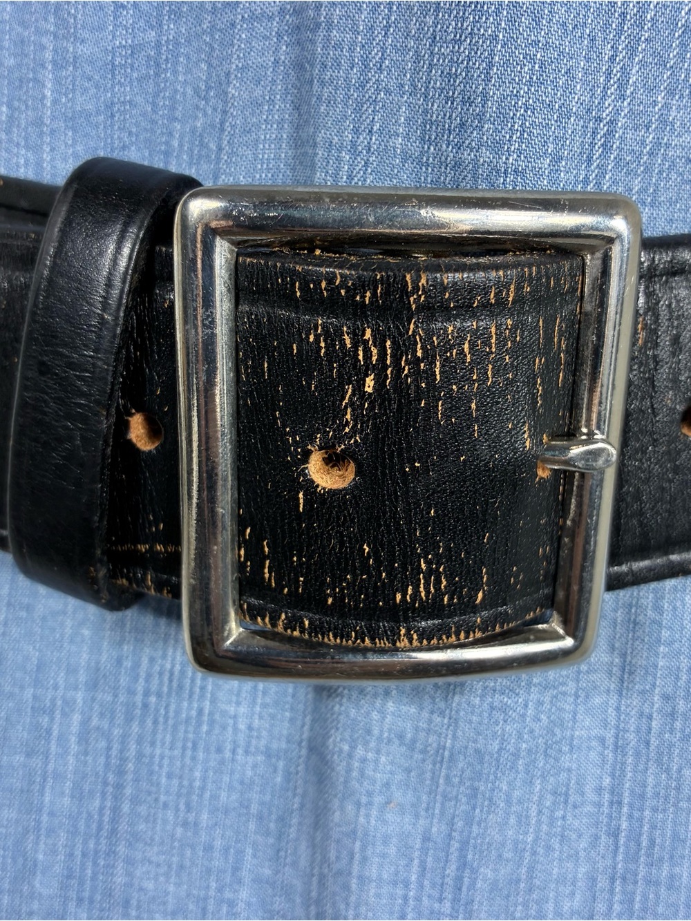Vntg DeSantis leather belt heavy duty Sz 38 black